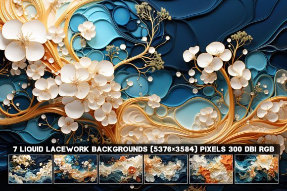 7 Abstract Liquid Lacework Backgrounds for Stunning Designs
