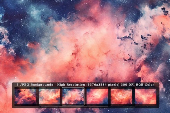 7 Salmon Galaxy Sky Textures: A Versatile Design Asset