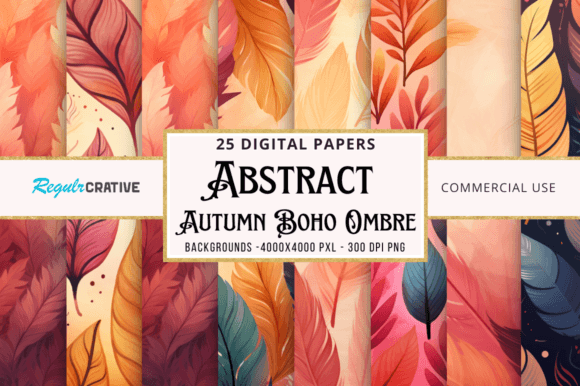 Autumn Boho Ombre Backgrounds Bundle: Warm Designs for Every Project