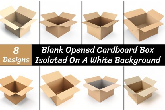 Blank Opened Cardard Box Backgrounds for Designers