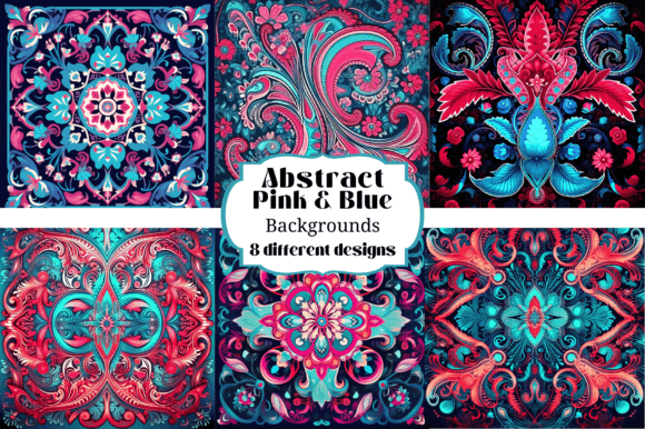 Blue & Pink Ornate Abstract Backgrounds: Elevate Your Creative Projects