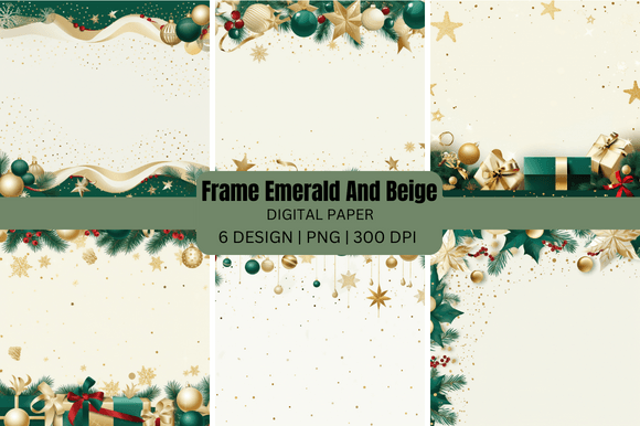Elegant Christmas Emerald and Beige Backgrounds for Festive Projects