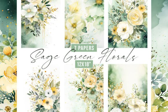Elevate Your Projects with Watercolor Sage Green Florals