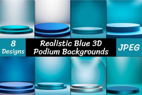 Elevate Your Visuals with Realistic Blue 3D Podium Backgrounds
