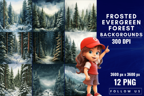 Embrace Winter's Tranquility with Frosted Evergreen Forest Backgrounds