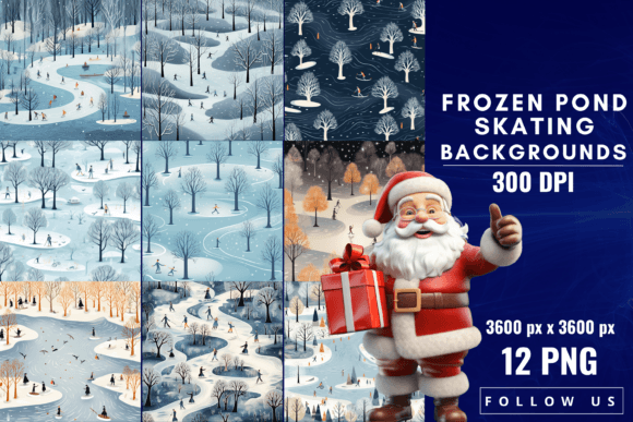 Enchanting Frozen Pond Skating Backgrounds for Winter Designs