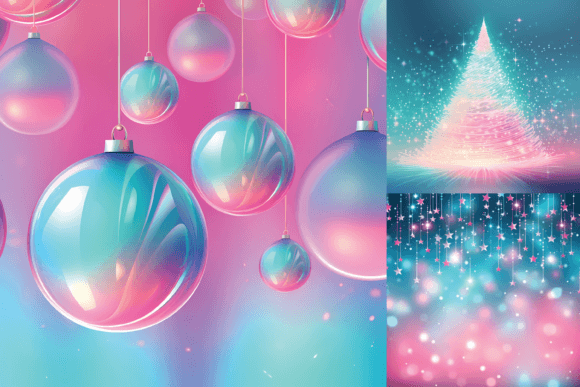 Modern Festive Design: Pink and Aqua Christmas Backgrounds